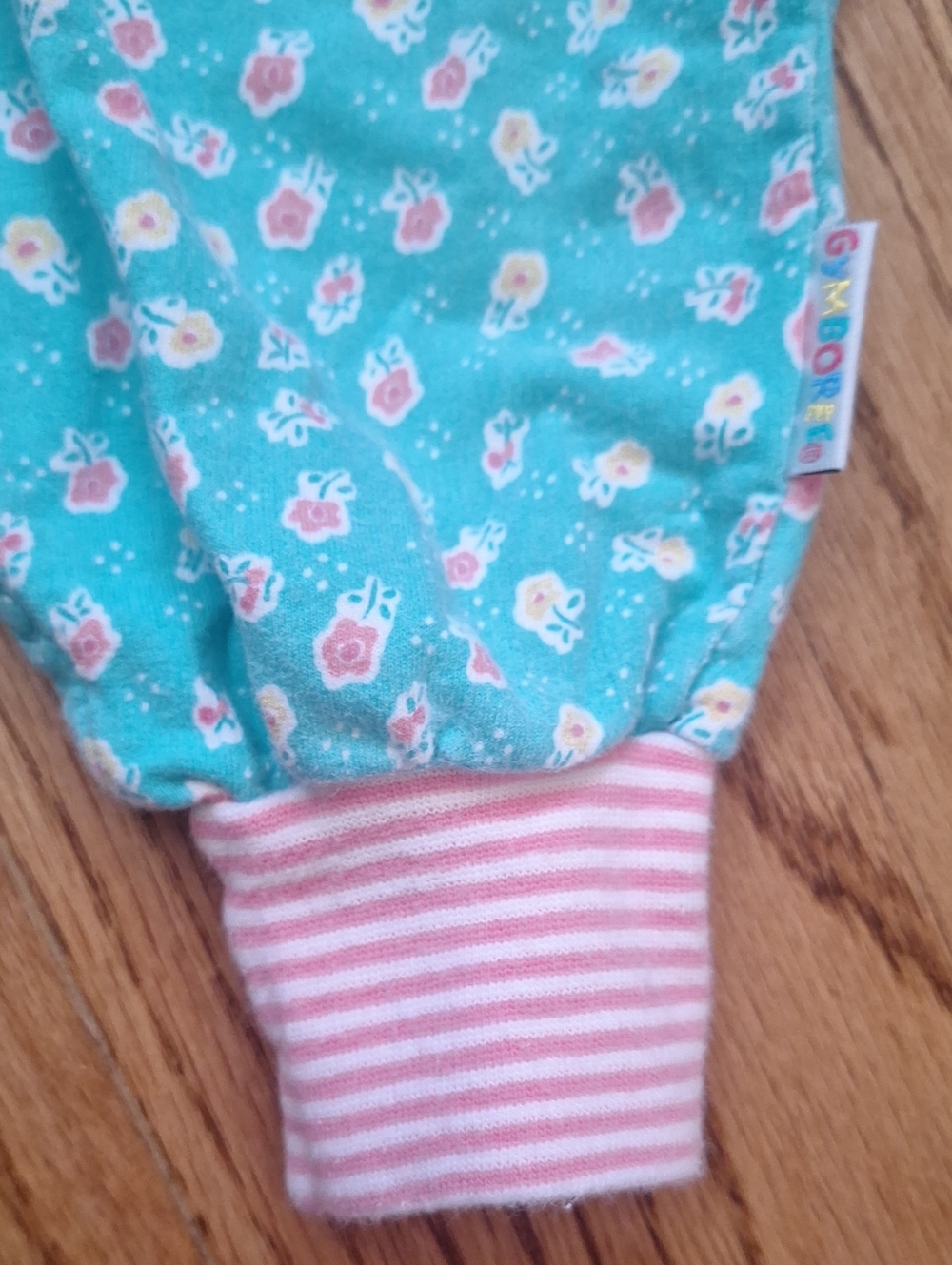 Vintage Gymboree Rainbow Tag Pastel Blue Sleeveless Onesie Infant Pink Flowers - Picture 4 of 7